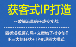 获客型IP打造,破解流量信任成,四类短视频布局+文案钩子指令创作IP三大信任状+IP变现四大模式-KJ分享