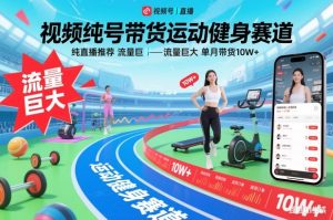视频号带货运动健身赛道,纯直播推荐,流量巨大,单月带货10W+-KJ分享