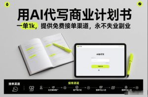 用AI代写商业计划书,一单1k,提供免费接单渠道,永不失业副业-KJ分享