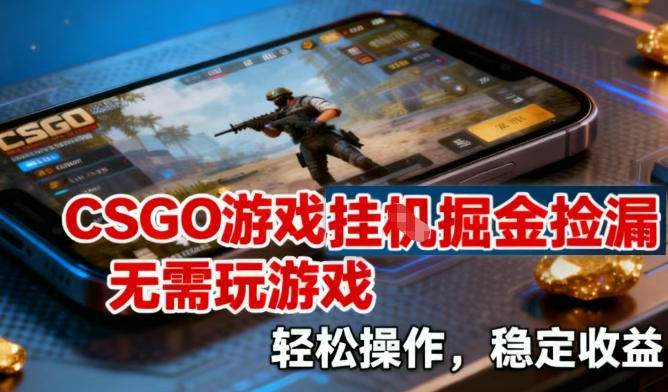 CSGO游戏挂G掘金捡漏，不需要玩游戏，操作简单，收益稳定-KJ分享