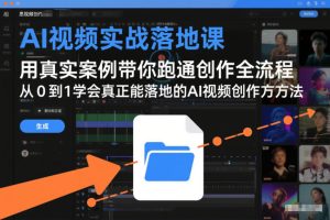 AI视频实战落地课,用真实案例带你跑通创作全流程,从0到1学会真正能落地的AI视频创作方法-KJ分享