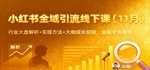 小红书全域引流线下课（11月）：行业大盘解析+实操方法+大咖成长经验，全程干货落地-KJ分享