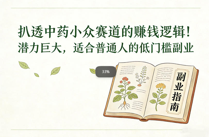 扒透中药小众赛道的賺米逻辑，潜力巨大，适合普通人的低门槛副业-KJ分享