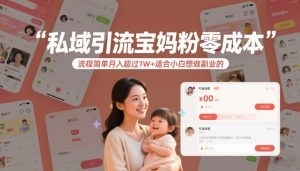 私域引流宝妈粉零成本流程简单月入超过1W+适合小白想做副业的-KJ分享