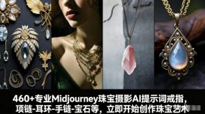 460+专业Midjourney珠宝摄影AI提示词戒指，项链-耳环-手链-宝石等，立即开始创作珠宝艺术-KJ分享