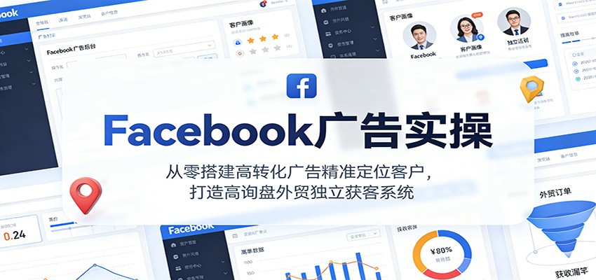 Facebook广告实操，从零搭建高转化广告精准定位客户，打造高询盘外贸独立获客系统-KJ分享