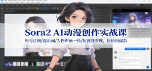 Sora2 AI动漫创作实战课:账号注册/提示词/人物声画一致/短视频变现,轻松出爆款-KJ分享