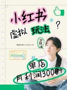 小红书虚拟玩法（铺货流和单品玩法），单店月利润3000+，IP打法+原创商品（0违规）-KJ分享