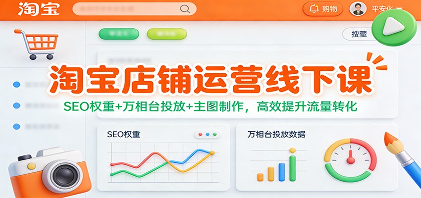 淘宝店铺运营线下课：SEO权重+万相台投放+主图制作，高效提升流量转化-KJ分享