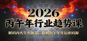 公众号付费文章:2026丙午年行业趋势课:解码丙火午火能量,拆解丙午年年运密码源-KJ分享