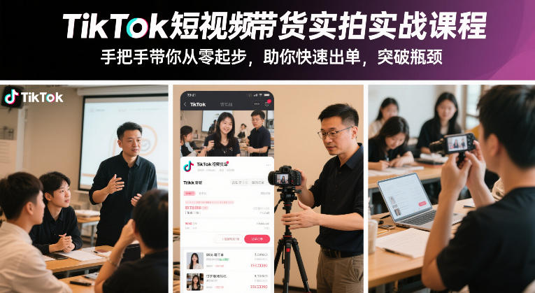 TikTok短视频带货实拍实战课程，手把手带你从零起步，助你快速出单，突破瓶颈-KJ分享