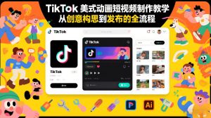 TikTok美式动画短视频制作教学,从创意构思到发布的全流程-KJ分享