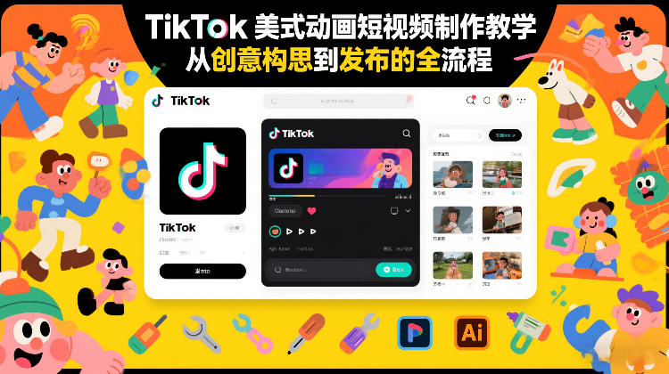 TikTok美式动画短视频制作教学，从创意构思到发布的全流程-KJ分享