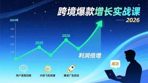 跨境爆款增长实战课，教授用户意图洞察、内容飞轮搭建、精准广告投放，助力卖家2026年利润倍增-KJ分享