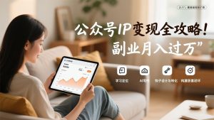 公众号IP变现全攻略,学习定位、AI写作、钩子设计与转化,构建获客闭环,副业月入过万-KJ分享
