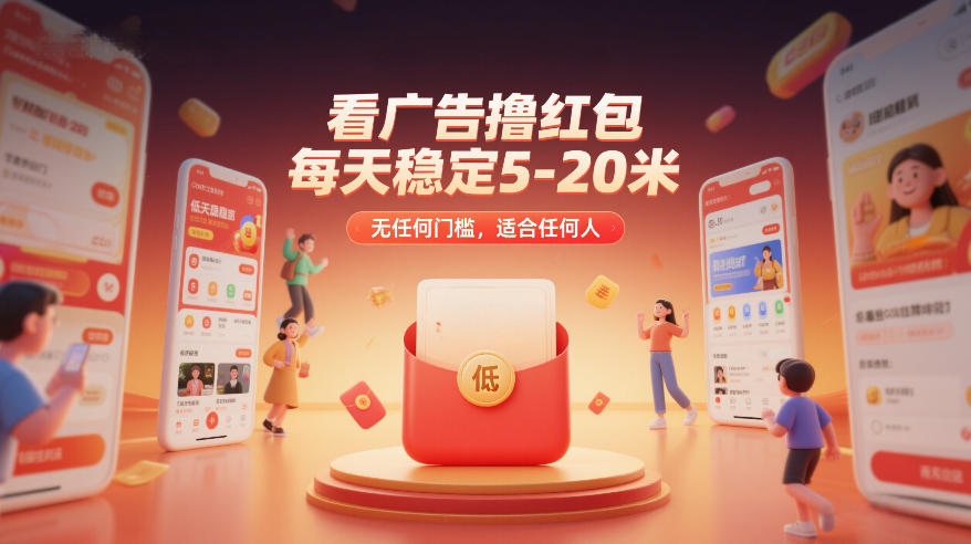 看广告撸红包，每天稳定5-20米，无任何门槛，适合任何人-KJ分享