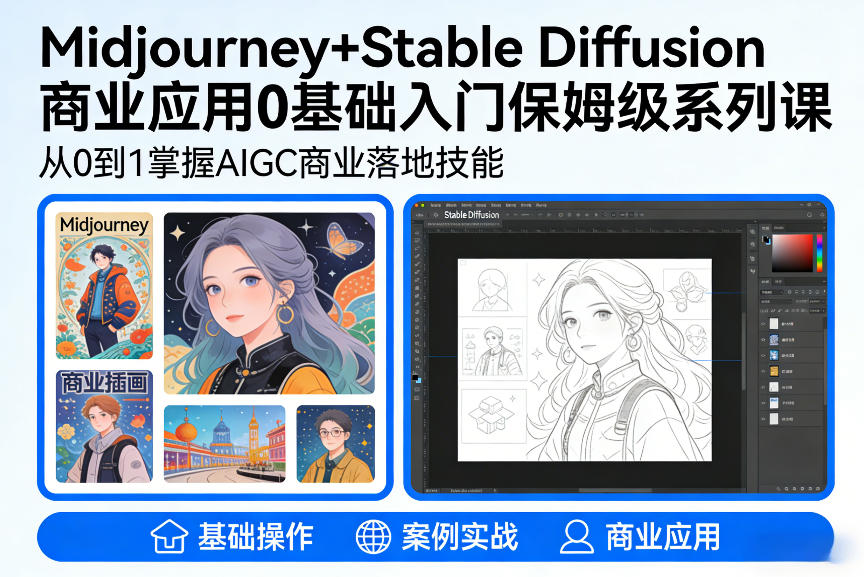 AIGC商业应用Midjourney+Stable Diffusion教程,0基础入门保姆级系列课-KJ分享