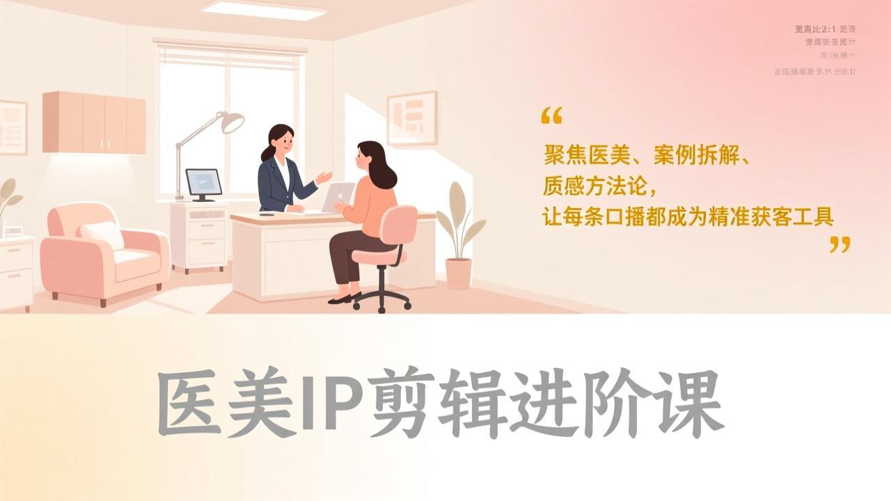 医美IP剪辑进阶课，聚焦医美、案例拆解、质感方法论，让每条口播都成为精准获客工具-KJ分享