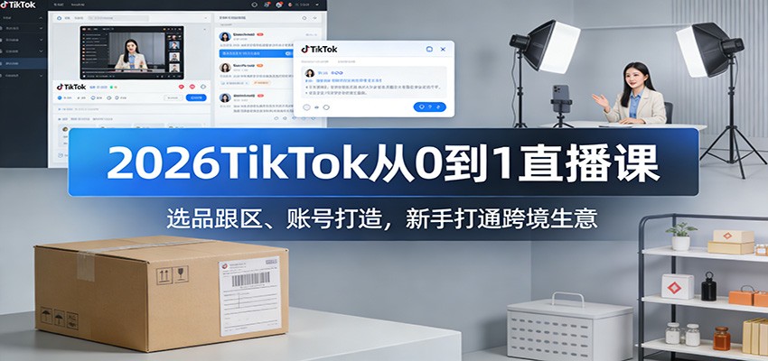 2026TikTok从0到1直播课：选品跟区、账号打造，新手打通跨境生意-KJ分享