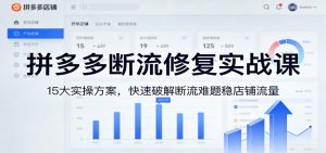 拼多多断流修复实战课：15大实操方案，快速破解断流难题稳店铺流量-KJ分享