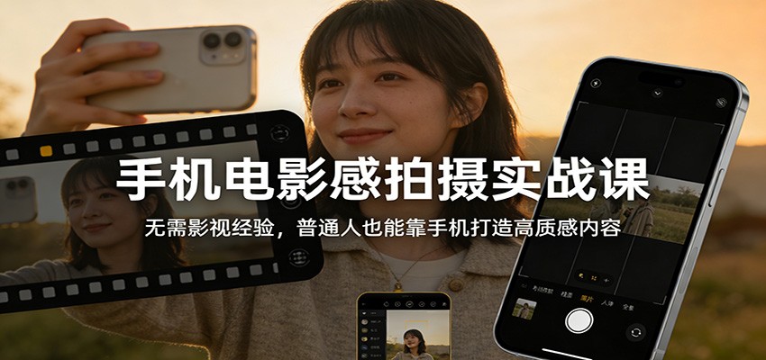 手机电影感拍摄实战课：无需影视经验，普通人也能靠手机打造高质感内容-KJ分享