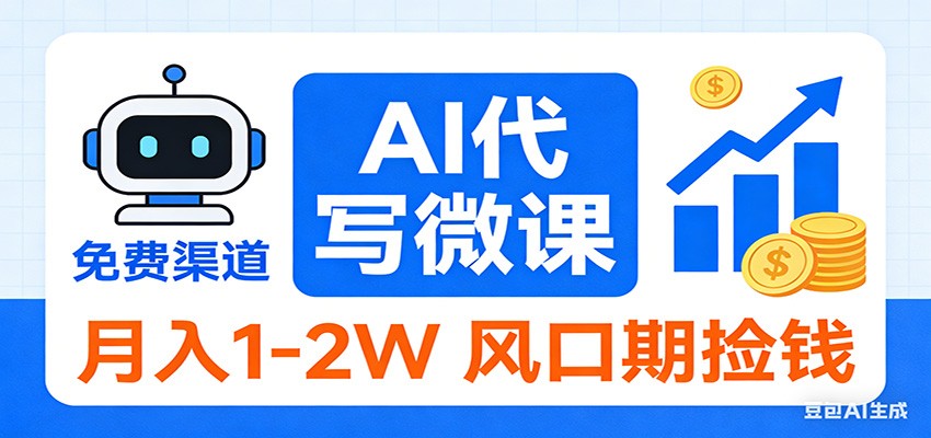 2026告别打工！AI 代写微课，提供免费渠道，月入 1-2W 风口期捡钱-KJ分享