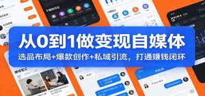 从0到1做变现自媒体：选品布局+ 爆款创作+私域引流，打通赚钱闭环-KJ分享