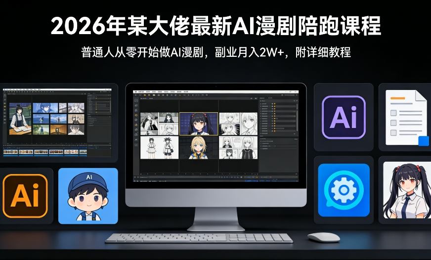 26年某大佬最新Ai漫剧陪跑课程,普通人从零开始做AI漫剧,副业月入2W+-KJ分享