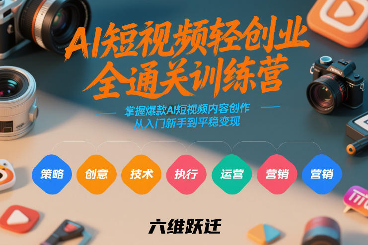 AI短视频轻创业全通关训练营，掌握爆款AI短视频内容创作，从入门新手到平稳变现的六维跃迁-KJ分享