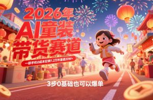 AI童装新春带货赛道,一部手机0成本狂销1.2万件喜提20W+,3步0基础也可以爆单-KJ分享