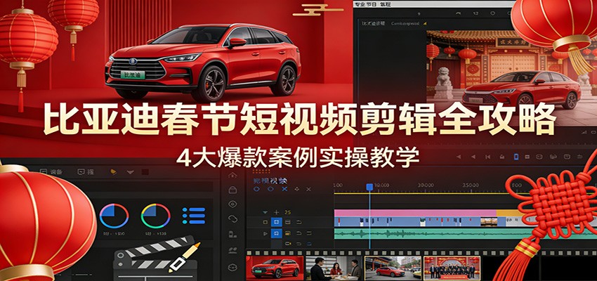 比亚迪春节短视频剪辑全攻略，4大爆款案例实操教学-KJ分享