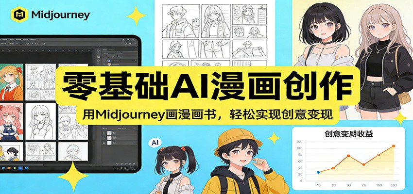 零基础AI漫画创作：用Midjourney画漫画书，轻松实现创意变现-KJ分享