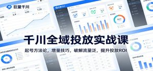 千川全域投放实战课:起号方法论,增量技巧,破解流量泛,提升投放ROI-KJ分享