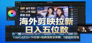 海外剪映拉新日入五位数：CapCut开白+TK拉新+短剧混剪全拆解，0基础到变现-KJ分享