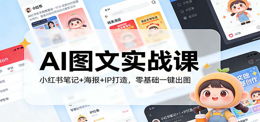 AI图文实战课：小红书笔记+海报+IP打造，零基础一键出图-KJ分享