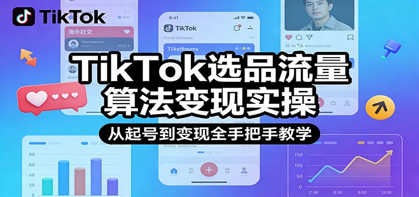 TikTok选品流量算法变现实操，从起号到变现全手把手教学-KJ分享