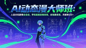 AI动态漫剧大师班：人设分镜剧情全自动，学完直接发稿变现，全链路变现，月接单3万+-KJ分享