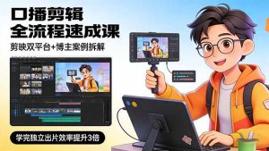 口播剪辑全流程速成课,剪映双平台+博主案例拆解,学完独立出片效率提升3倍-KJ分享