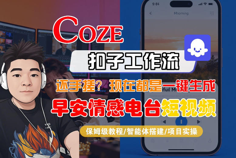 【Coze工作流搭建实操教程】【coze】早安情感电台日签视频还在手动做？用扣子工作流自动生成，省时90%-KJ分享