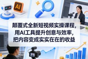 颠覆式全新短视频实操课程,用AI工具提升创意与效率,把内容变成实实在在的收益-KJ分享