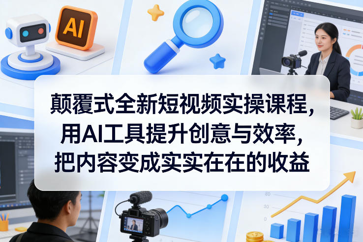 颠覆式全新短视频实操课程，用AI工具提升创意与效率，把内容变成实实在在的收益-KJ分享