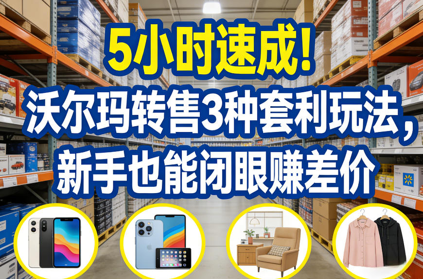 5小时速成！沃尔玛转售3种套利玩法，新手也能闭眼賺差价-KJ分享