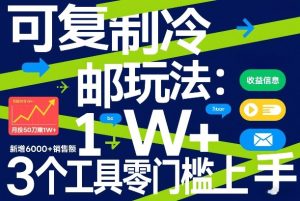 可复制冷邮件玩法：月投50刀賺1W+，新增6000+销售额，3个工具零门槛上手-KJ分享
