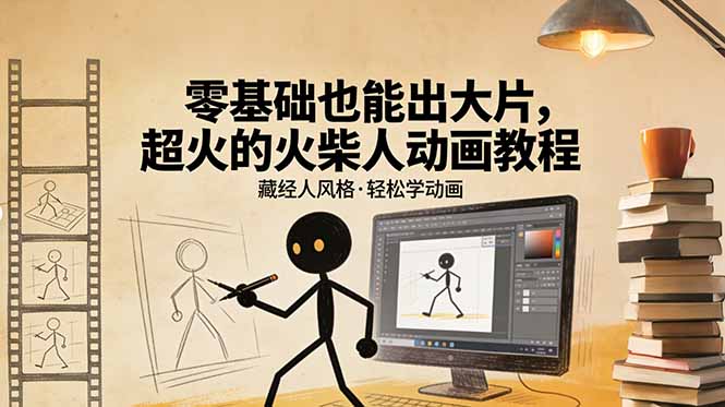 零基础也能出大片，超火的火柴人动画教程（藏经人风格）-KJ分享