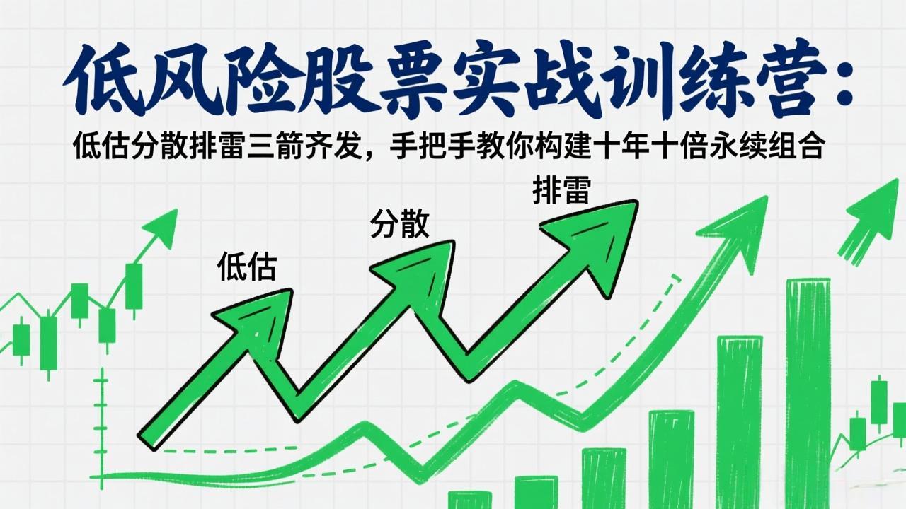 低风险股票实战训练营：低估分散排雷三箭齐发，手把手教你构建十年十倍永续组合-KJ分享