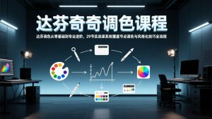 达芬奇调色从零基础到专业进阶，29节实战课系统覆盖节点调色与风格化技巧全流程-KJ分享