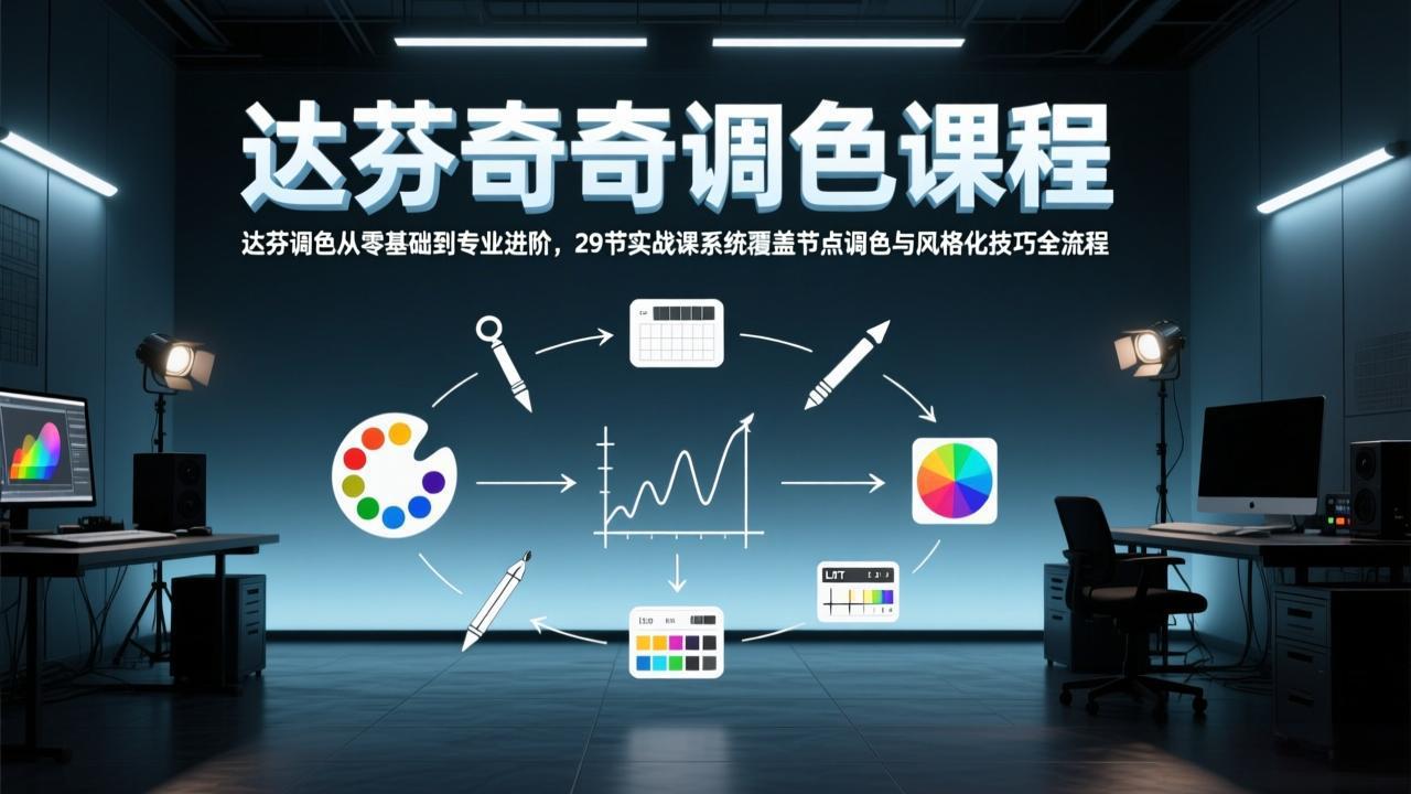 达芬奇调色从零基础到专业进阶，29节实战课系统覆盖节点调色与风格化技巧全流程-KJ分享