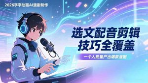 2026字字动画AI漫剧制作-1期，选文配音剪辑技巧全覆盖，一个人就能批量产出爆款漫剧-KJ分享