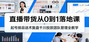 直播带货从0到1落地课:起号排品话术复盘千川投放团队管理全教学-KJ分享