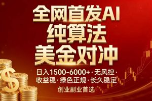 全网首发项目！AI美金算法对冲，日入2000-6000+，稳定长效0风险，彻底告别996，创业、副业逆…-KJ分享